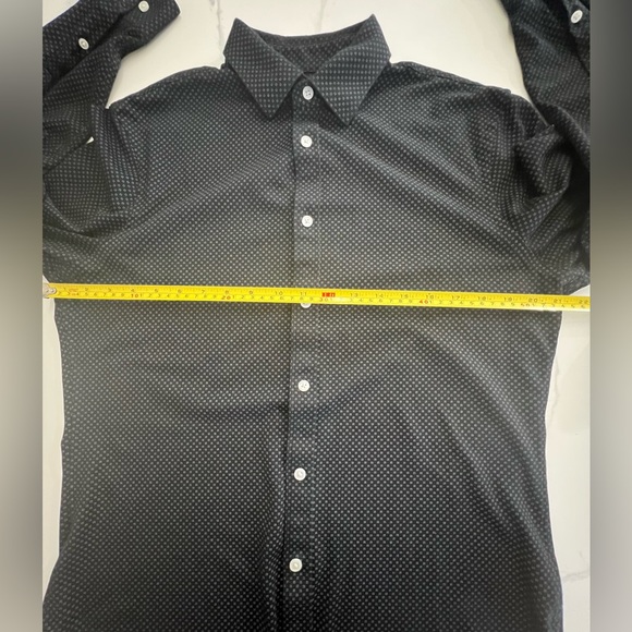 EXPRESS men’s button down black patterned long sleeve shirt size medium - Picture 6 of 7